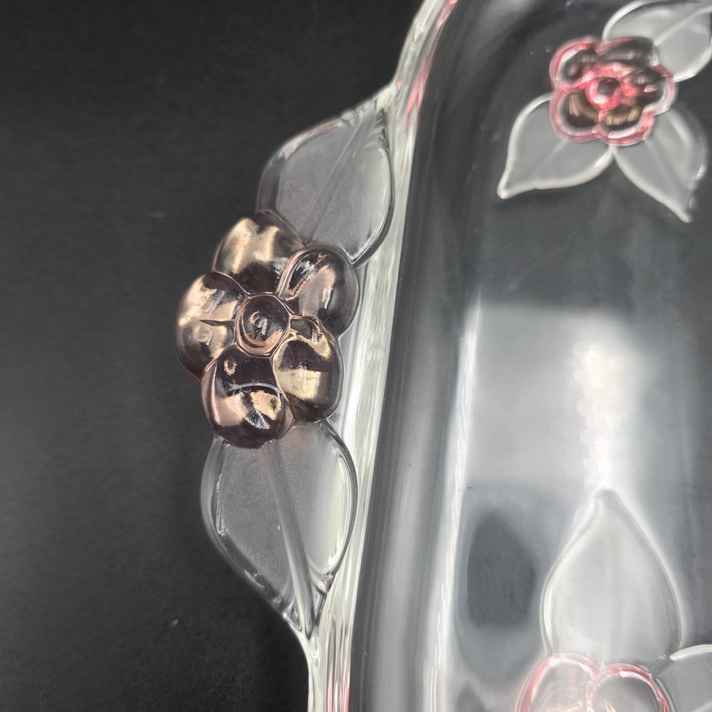 Vintage Pink Floral Depression Glass Serving Tray (16") - Picture 2 of 4